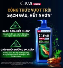 Dầu Gội Sạch Gàu CLEAR Men 840g Perfume Warm Forest - Hương Phong Lữ Và Gỗ Đàn Hương