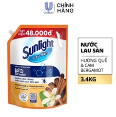 NƯỚC LAU SÀN SUNLIGHT TÚI 3,4KG BIOSHIELD HƯƠNG QUẾ VÀ CAM BERGAMOT
