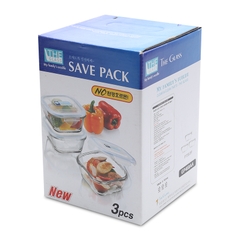 Bộ hộp đựng thực phẩm vuông 3 chiếc Hàn Quốc The Glass-GP460AA