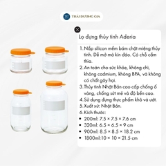 Lọ, hũ thủy tinh 200ml, 320ml, 900ml, 1800ml eCap nắp silicon dễ mở màu cam Nhật Bản Aderia