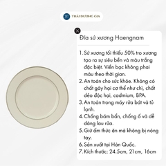 Đĩa nhỏ trắng sứ tro xương viền bạc Hàn Quốc Haengnam