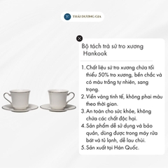 Hankook: Aroma Bộ tách trà sứ tro xương 220ml dành cho 2 người sản xuất tại Hàn Quốc