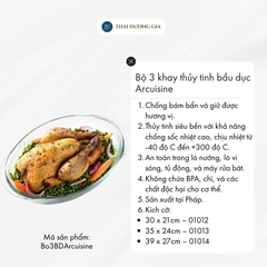 Bộ 3 cỡ khay thủy tinh vi sóng, lò nướng bầu dục sản xuất tại Pháp Arcuisine