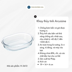 Khay thủy tinh vi sóng, lò nướng bầu dục bé 19 x 14 x 4cm sản xuất tại Pháp Arcuisine H-3610