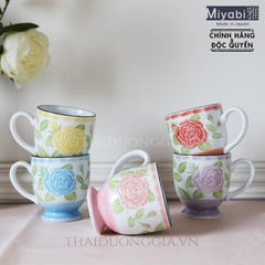 Bộ 5 ca sứ 300ml Nhật Bản Miyabi hoa văn The Rose