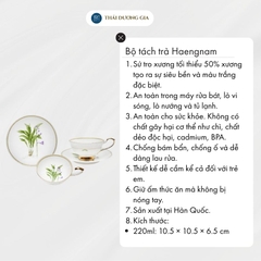 Bộ tách trà, cà phê Lan Tím 2 chiếc 220ml hoa văn vàng 24k sứ xương Hàn Quốc Haengnam 5123