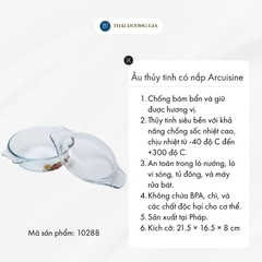 Âu thủy tinh vi sóng, lò nướng 750ml Pháp Arcuisine 21.5×16.5×8cm – 10288
