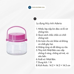 Bộ 2 lọ đựng thủy tinh 1 lít thấp nắp tím 2 lớp Nhật Bản Aderia-707