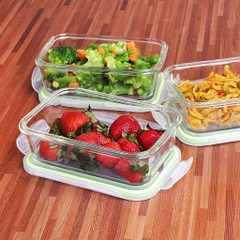 Hộp đựng thực phẩm chữ nhật 900ml Hàn Quốc The Glass-P753