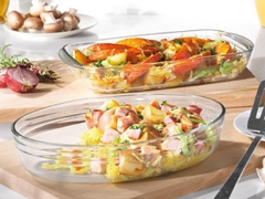 Đĩa thủy tinh vi sóng, lò nướng bầu dục Pháp Arcuisine