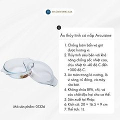 Âu thủy tinh vi sóng, lò nướng 1L Pháp Arcuisine 20×16.5×9cm – 01326