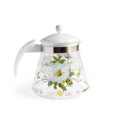 Bình trà thủy tinh chịu nhiệt 1,2 lít hoa mộc lan trắng Magnolia Simax Otto