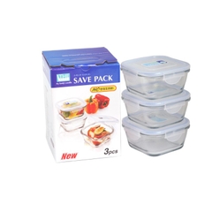 Bộ hộp đựng thực phẩm vuông 3 chiếc Hàn Quốc The Glass-GP460AA