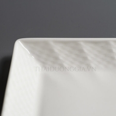 Bộ khay chữ nhật và 3 bát tròn có nắp đựng mứt, ô mai Tết trắng sứ tro xương Hàn Quốc