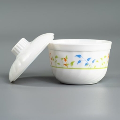 Bộ khay chữ nhật và 4 bát tròn có nắp đựng mứt, ô mai Tết Rak Glass – Fresh Leaves