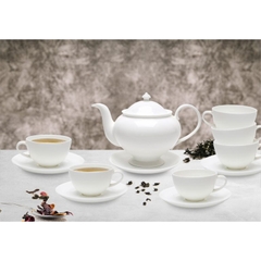 Bộ ấm tách trà Đèn Thần trắng cỡ to (ấm 1,3L+ tách 220ml) sứ xương Hàn Quốc Haengnam 98104