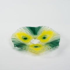 Đĩa thủy tinh màu xanh lá cây 24cm thả hoa, đựng hoa quả Walther-Glas: Miranda Jungle-1400271