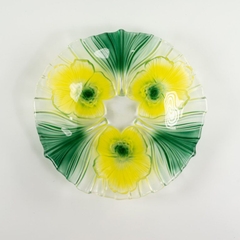 Đĩa thủy tinh màu xanh lá cây 24cm thả hoa, đựng hoa quả Walther-Glas: Miranda Jungle-1400271