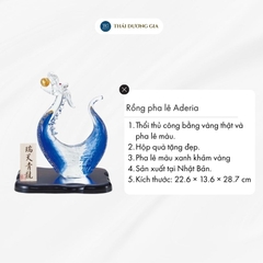 Rồng bằng pha lê màu xanh khảm vàng Nhật Bản Aderia F-47139