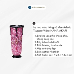 Lọ hoa màu hồng và đen, cao 33cm Nhật Bản Aderia Tsugaru Vidro HANA AKARI F-71436