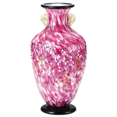 Lọ hoa màu hồng và đen, quai vàng, cao 35cm Nhật Bản Aderia Tsugaru Vidro HANA AKARI F-71437