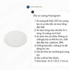 Đĩa bầu dục to 31,5cm sứ xương Hàn Quốc Haengnam HB-2114