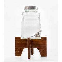 Lọ, bình thủy tinh có vòi 2L, 3L, 4L, 5L Nhật Bản, nắp mạ niken Aderia tặng kèm đế gỗ