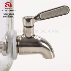 Lọ, bình thủy tinh có vòi 2L, 3L, 4L, 5L Nhật Bản, nắp mạ niken Aderia tặng kèm đế gỗ