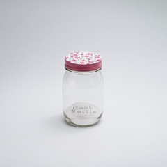 Lọ đựng gia vị, đồ khô thủy tinh nắp hợp kim màu hồng chống gỉ 450ml Nhật Bản Aderia S-2033-H