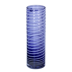 Lọ hoa hình ống xanh tím cao 26cm Nhật Bản Aderia Tsugaru Vidro F-62292