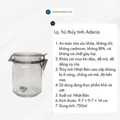 Lọ, hũ thủy tinh 750ml có đai kẹp bằng inox Nhật Bản Aderia M-6688
