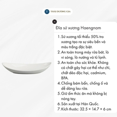 Đĩa dáng thuyền sâu lòng 32,5cm trắng sứ tro xương Hàn Quốc Haengnam MB-1152