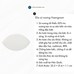 Đĩa hình thoi mắt nai 35,5cm sứ xương Hàn Quốc Haengnam MB-1159