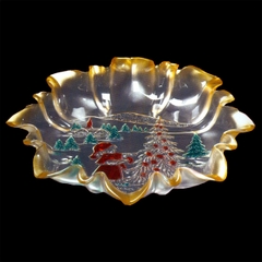 Combo bộ 4 đĩa trang trí Giáng sinh hình cô bé và cây thông Noel Walther-Glas: Weihnachtstraum color gold