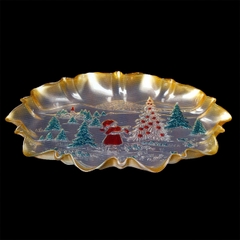 Combo bộ 4 đĩa trang trí Giáng sinh hình cô bé và cây thông Noel Walther-Glas: Weihnachtstraum color gold