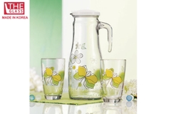 Bộ 1 bình ly 1,4 lít và 2 cốc uống nước 320ml Hàn Quốc The Glass-GI801AA