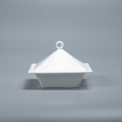 Bộ khay chữ nhật và 2 bát tròn, 1 bát vuông có nắp đựng mứt, ô mai Tết trắng sứ tro xương Hàn Quốc