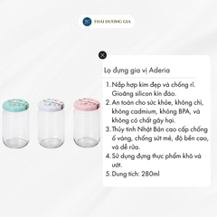 Lọ đựng gia vị, đồ khô thủy tinh nắp hợp kim chống gỉ 280ml Nhật Bản Aderia