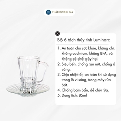 Bộ 6 tách thủy tinh 85ml Luminarc-Elysees