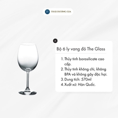 Bộ 6 ly vang đỏ bằng thủy tinh 570ml Hàn Quốc The Glass-S223