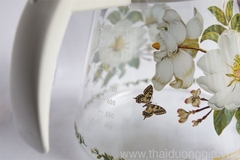 Bình trà thủy tinh chịu nhiệt 1,2 lít hoa mộc lan trắng Magnolia Simax Otto