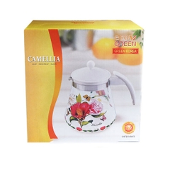 Bình trà thủy tinh chịu nhiệt 1,2 lít hoa trà đỏ Camellia Simax Otto