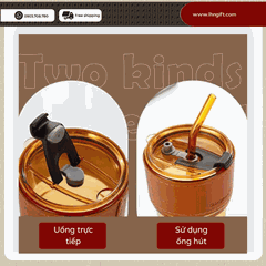 Ly thủy tinh bọc da , cốc thủy tinh bọc da 450ml kèm ống hút sang trọng