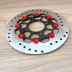 Đĩa Kingdrag size 220mm Gắn Cho Các Dòng Xe 4 lỗ thông dụng Ya - Honda - Suzuki - SYM Màu đen nút đỏ