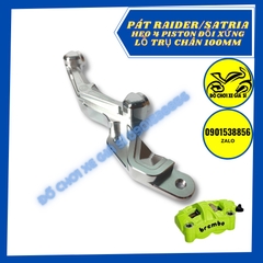 Pát trước Raider/Satria heo 4 Piston đối xứng lỗ trụ 100mm