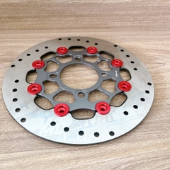 Đĩa Kingdrag size 220mm Gắn Cho Các Dòng Xe 4 lỗ thông dụng Ya - Honda - Suzuki - SYM Màu xám nút đỏ