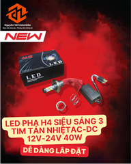 LED pha H4 siêu sáng 3 tim tản nhiệt đuôi công AC-DC 12v-24v 40w