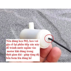 Máy Bơm Chìm Mini 3V - 5V. Bơm mạnh và êm, lưu lượng 1.2~1.6L / 1 phút.