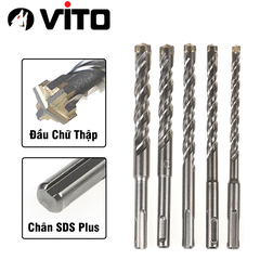 Mũi Khoan Bê Tông Xuyên Thép Đầu Chữ Thập Chân Gài SDS Plus VITO Chuyên Dụng