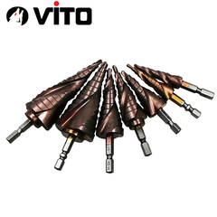 Mũi Khoan Bước Tháp Chuôi Lục Giác Thép HSS Co Phủ Cobalt VITO Các Kích Thước Chuyên Sắt, Thép, Inox,...